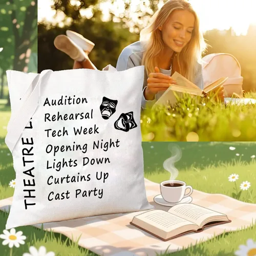 Vista 2 de PXTIDY Theatre Life Tote Bag - Regalos de teatro de drama y comedia para actor y actriz, Bolsa