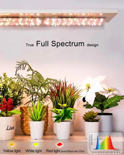 Vista 2 de Luces para plantas, espectro completo de 12 W (equivalente a 120 W), panel ultrafino, 84 LED lámpara solar para plantas con interruptor