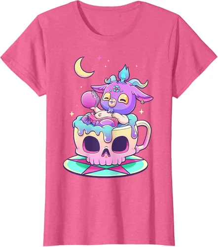 Vista 95 de Kawaii Pastel Goth Cute espeluznante Pentáculo Baphomet - Camiseta de cabra, Negro