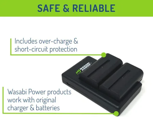 Vista 3 de Wasabi Power Batería F550 (paquete de 2) y cargador dual de repuesto para Sony Serie L, NP-F330, NP-F530, NP-F550, NP-F570, CN-160, CN-216, CN126