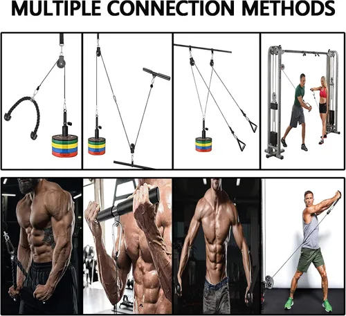 Vista 5 de Sistema de polea de cable de peso, accesorios de polea de entrenamiento LAT y elevación para gimnasio, sistema de polea de entrenamiento de tríceps