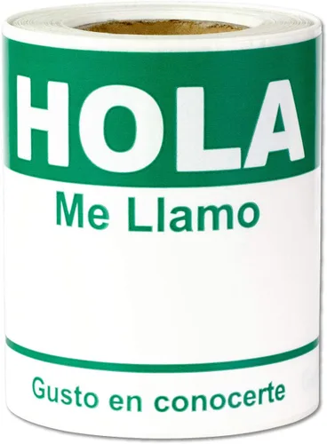 Vista 13 de Hola Me Llamo - 100 etiquetas de nombre en español (4 x 2.31 pulgadas, azul) para eventos familiares o reuniones sociales Spanish Name Badges, For