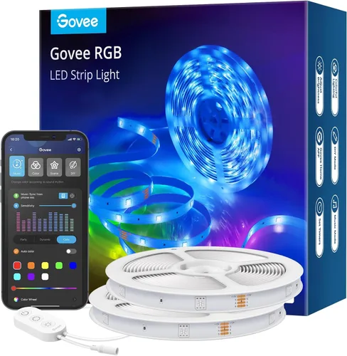 Vista 9 de Tira de luces LED WiFi inteligente funciona con Alexa, Google Home; 16.4 pies, 32.8 pies; 5050 LED, 16 millones de colores, aplicación de teléfono