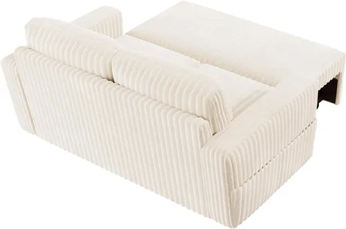 Vista 7 de HONBAY Sofá cama modular extraíble, sofá biplaza de pana, sofás para sala de estar, beige