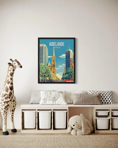 Vista 4 de Póster de paisaje de Adelaide Australia, arte de pared retro vintage, pintura de paisaje de la naturaleza, galería 23