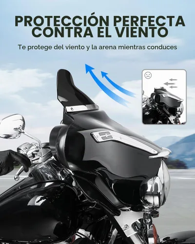 Vista 2 de Benlari - Parabrisas negro de 8" para motocicleta, compatible con Harley Davidson Touring Street Glide Electra Glide Tri Glide FLHT FLHX FLHTK FLHTC