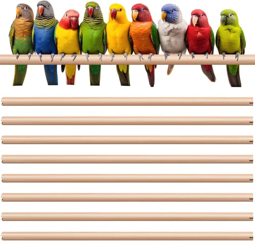 Vista 7 de Sintuff 8 perchas para pájaros para accesorios de jaulas, varillas de madera de repuesto con ranuras de doble cabeza, soporte de madera natural