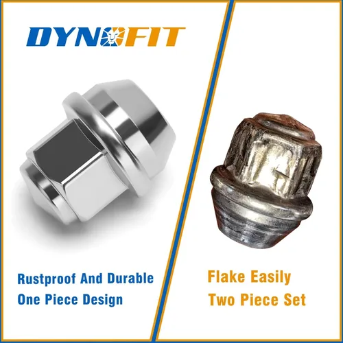 Vista 4 de Dynofit Tuercas de llanta OEM de 0.472 in x 1.5 para fusión 2005-2021, Escape 2001-2026, enfoque 2008-2018, tuercas de rueda de estilo de una pieza