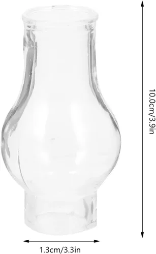 Vista 2 de Kisangel Lámpara de aceite de vidrio antiguo de repuesto para chimenea, lámpara de queroseno, pantalla de lámpara de vidrio transparente para base