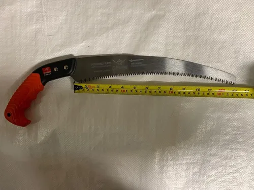Vista 8 de Kanzawa Samurai Ichigeki - Sierra de podar 12.992 in C-330-LH con agarre Ergo (naranja) con vaina, fabricada en Japón