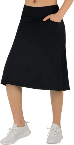 Vista 4 de ANVIVO - Falda pantalón para mujer, longitud hasta la rodilla, falda deportiva informal con bolsillos de cintura alta