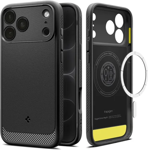 Vista 11 de Spigen - Rugged Armor MagFit - Funda diseñada para el iPhone 15 Pro (2023) [Protección de grado militar] Compatible con MagSafe - Negro mate
