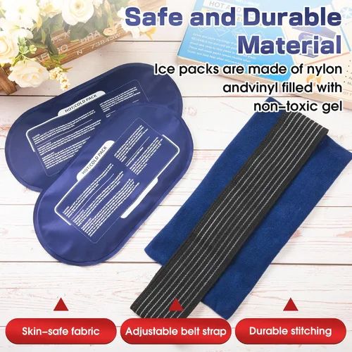 Vista 7 de Paquetes de hielo reutilizables para lesiones, paquete de 4 paquetes de gel caliente y frío y 2 paquetes de envolturas de gel flexibles ajustables