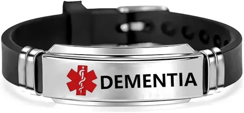 Vista 11 de NanMuc Pulsera de identificación de alerta médica roja de primeros auxilios de emergencia grabada con láser Alerta de salud ajustable pulsera