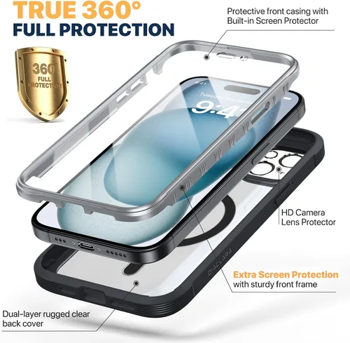 Vista 551 de DIACLARA - Funda transparente compatible con iPhone XR 6.1 pulgadas 2018