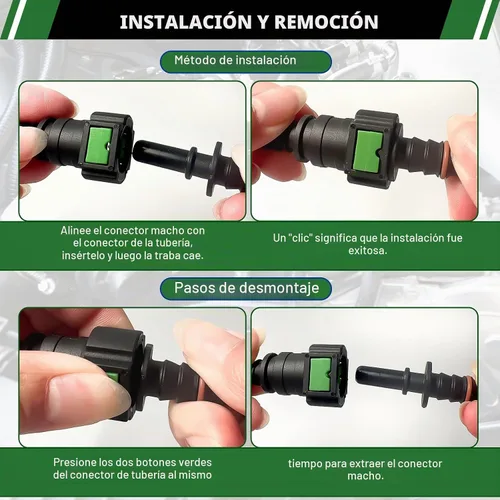 Vista 4 de Juego de Conexión Rápida de Línea de Combustible, 2 Juegos de Conectores de Liberación de Manguera de Línea de Combustible Incluyen Conector de Tubo