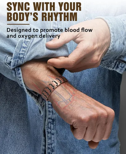 Vista 2 de Pulseras de cobre para hombre, pulseras magnéticas para hombres
