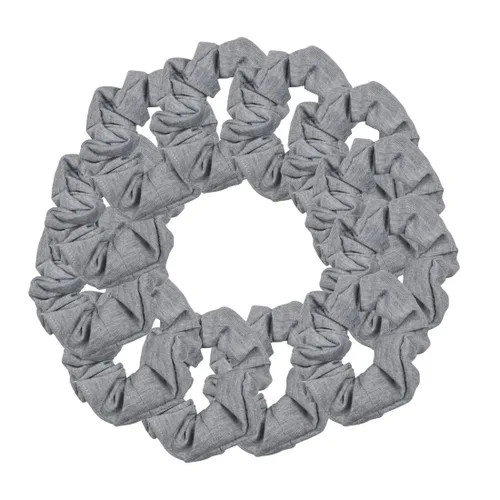 Vista 24 de Paquete de 12 ligas sólidas para el cabello (negro) One Dozen Matching Hair Ties, Soft Cotton Fabric, Gentle No-Crease Hold, Great for Teams