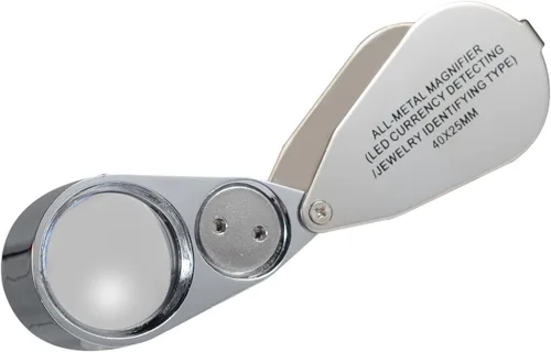 Vista 3 de Lupa plegable con luz LED y de metal, de la marca XYK, Plateado