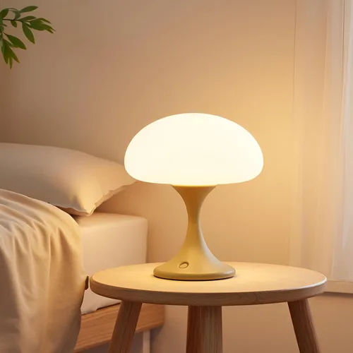 Vista 10 de MAGCHARM Lámpara de mesa recargable LED de 5 W con pantalla de cristal, pequeña luz táctil retro regulable con 3 temperaturas de color, luz estética
