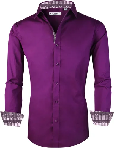 Vista 15 de Alex Vando - Camisa para hombre de manga larga con ajuste regular 06 negro