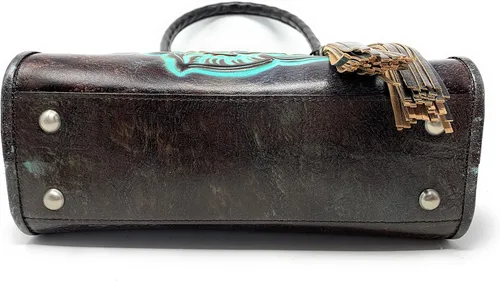 Vista 4 de Patricia Nash Tooled - Bolso de cuero París pequeño turquesa