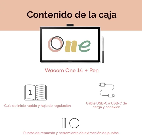 Vista 8 de Wacom One 14 Tableta de Dibujo con Pantalla, Tableta de Arte Digital de 14" HD Completamente Laminada con Software Creativo y Entrenamiento, Lápiz