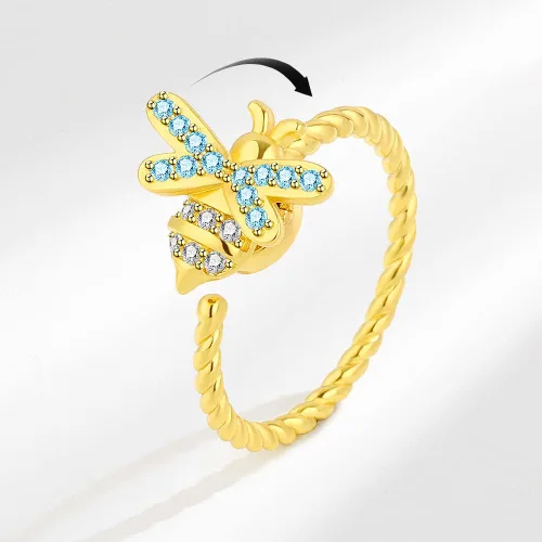 Vista 2 de 14K Gold Plated Anxiety Ring for Women-925 Sterling Silver Spinner Rings for AnxietyAdjustable Open Ring Fidget RingStacking Rings Gifts
