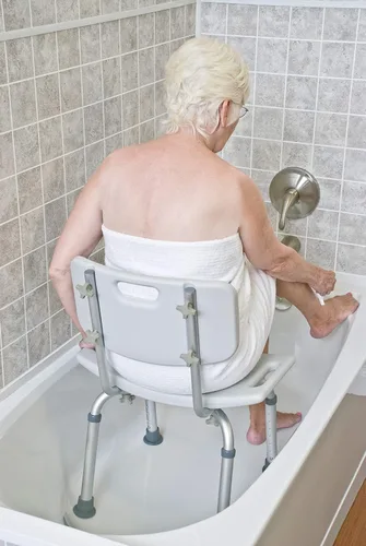 Vista 6 de Lumex Platinum Collection - Silla de ducha y baño con respaldo y ajuste de altura sin herramientas, 7921R-1