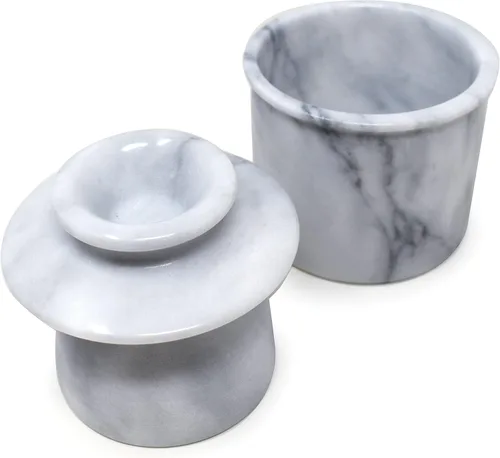 Vista 8 de Mantequillera Norpro de mármol, color blanco, talla única , Blanco crudo