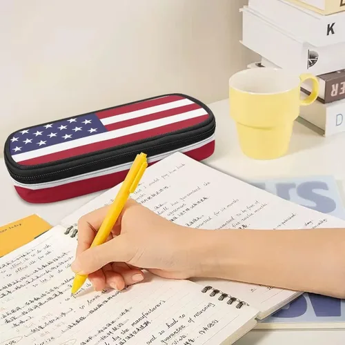Vista 2 de Renewold Estuche para lápices con estampado de bandera estadounidense, para adultos, niños, adolescentes, bolsa para lápices, oficina, universidad
