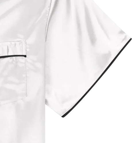 Vista 5 de LYANER Pijama de seda satinada para mujer, camisa de manga corta con botones y pantalones cortos