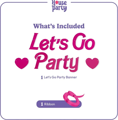 Vista 4 de HOUSE OF PARTY Cartel de fiesta Let's Go – 5 pies Fiesta de despedida de soltera con purpurina rosa para decoración Cartel de niñas