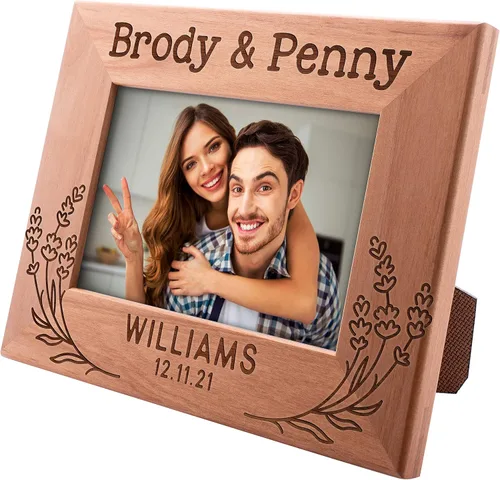 Vista 15 de Regalos de aniversario para él, ella – Marcos de fotos de amor personalizados para parejas con nombre – 4 x 6 – Regalos de San Valentín