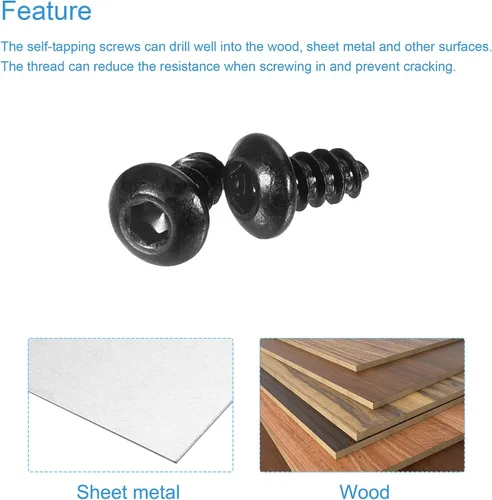 Vista 4 de uxcell Tornillos autorroscantes hexagonales, tornillo de madera de acero al carbono M3 x 0.236 in 400pcs