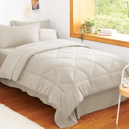 Vista 38 de CozyLux - Juego de edredón matrimonial de 82 x 86 pulgadas, color gris Gris claro