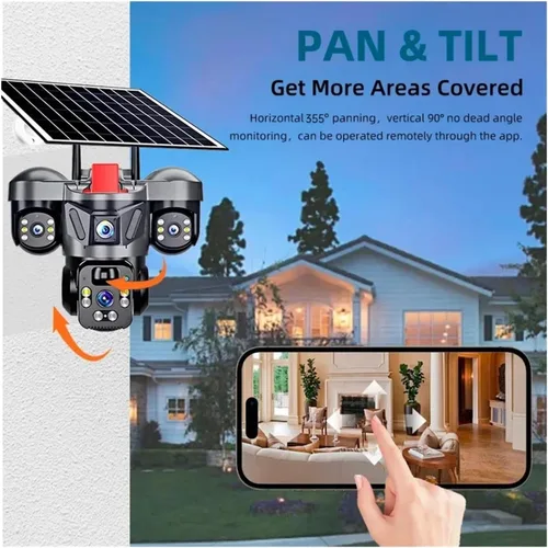 Vista 7 de 6MP Triple Lens Solar 4G WiFi Outdoor PTZ Camera 4G Cam and 32GB