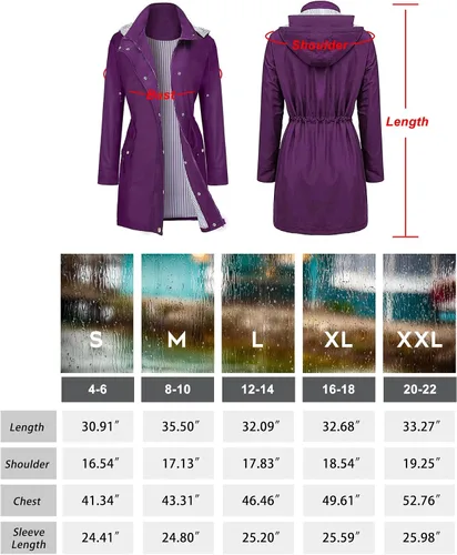 Vista 6 de BBX Lephsnt Impermeable ligero para mujer. Impermeable para actividades en exteriores.