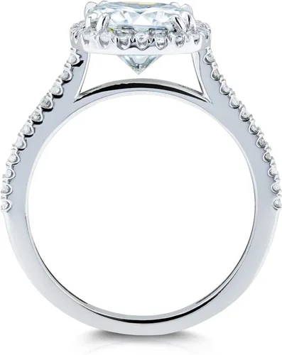 Vista 3 de Kobelli Cushion Moissanite Halo Anillo de compromiso 2 14 CTW Oro blanco de 14 k