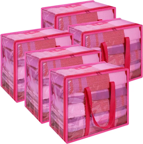 Vista 9 de Vieshful Bolsa de almacenamiento de ropa transparente verde de 40 litros, organizador de ropa colorido con cremallera, bolsa de almacenamiento