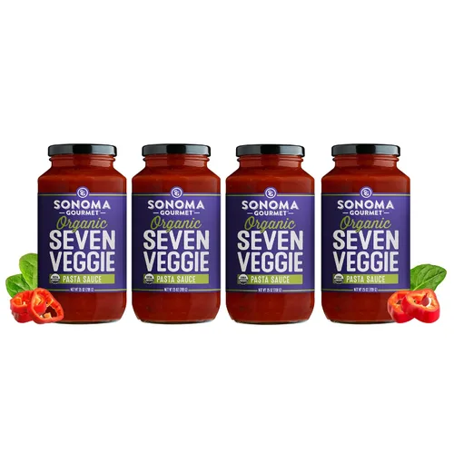 Vista 21 de Sonoma Gourmet Tomate cherry con salsa de pasta de albahaca USDA orgánico, sin OMG, sin gluten y sin azúcar añadido, hecho con ingredientes