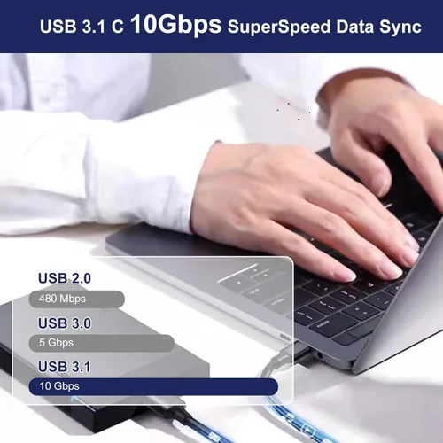 Vista 4 de Cable USB C a Micro USB 3.0 de carga rápida, cable de transferencia de datos de alta velocidad de 10 Gbps compatible con Samsung Galaxy S5 Note 3