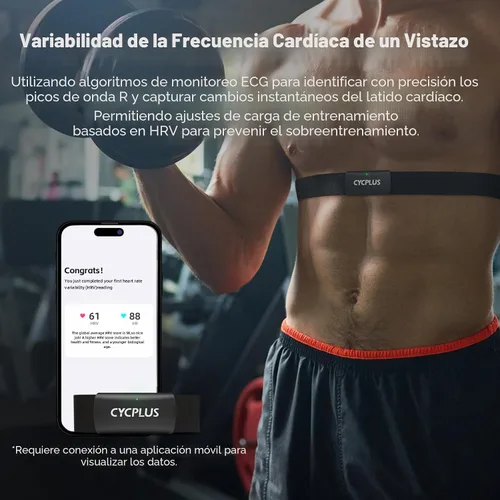 Vista 8 de CYCPLUS - Monitor de frecuencia cardíaca con correa para el pecho H2Pro, sensor de monitorización de frecuencia cardíaca Bluetooth ANT+ con batería