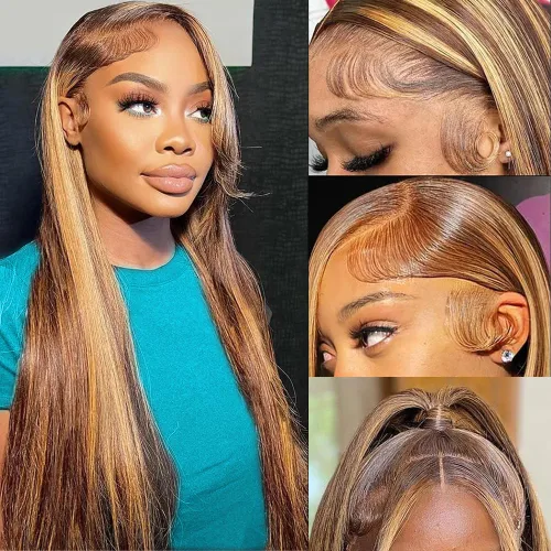 Vista 7 de Pelucas de cabello humano con encaje frontal color borgoña 99J de 13 x 4, pelucas de encaje frontal lacio prearrancado, pelucas de cabello humano