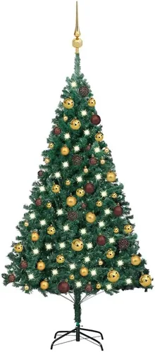 Vista 19 de 6.5ft Pre-Lit Artificial Christmas Tree with 250 LED Lights, Hinged PVC Branches, Metal Stand, and Decorative Balls for Indoor Holiday Decor Verde