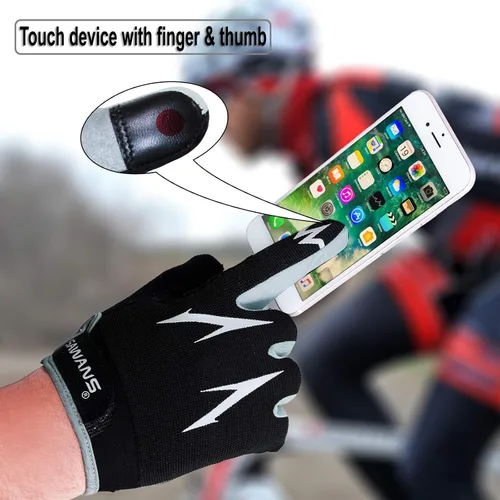Vista 4 de Guantes de ciclismo para pantalla táctil, transpirables, para bicicleta de montaña, para carretera, antideslizantes, acolchados, para hombres