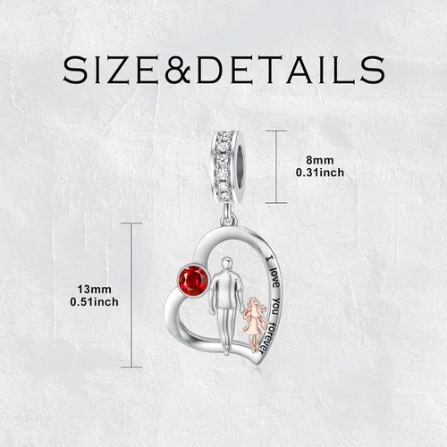 Vista 87 de PROESS Dije para padre, madre e hija, pulsera de plata de ley para pulseras, regalos de cumpleaños, día de San Valentín, para hija, madre, amante