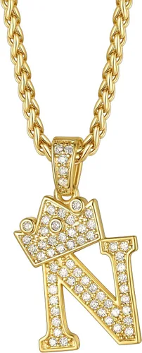 Vista 11 de Richsteel Collar con colgante de letra inicial A-Z para hombres y mujeres Initial A
