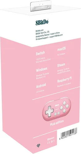Vista 2 de Nargos 8Bitdo Zero 2 Bluetooth Llavero Mini Controlador para Nintendo Switch, Windows, Android y macOS (Edición Rosa)