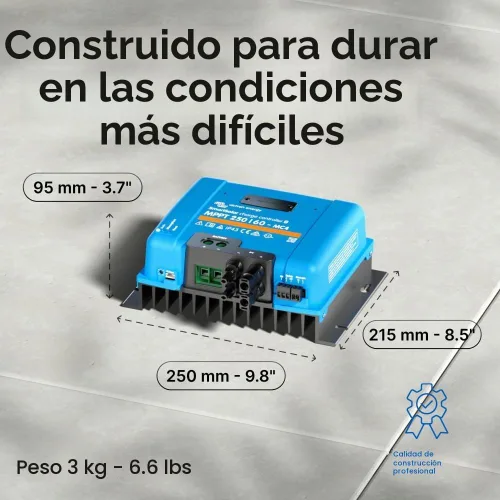 Vista 3 de Victron Energy SmartSolar MPPT MC4, Controlador de carga 250V 60A (NH-354, Bluetooth, 12/24/36/48V)
